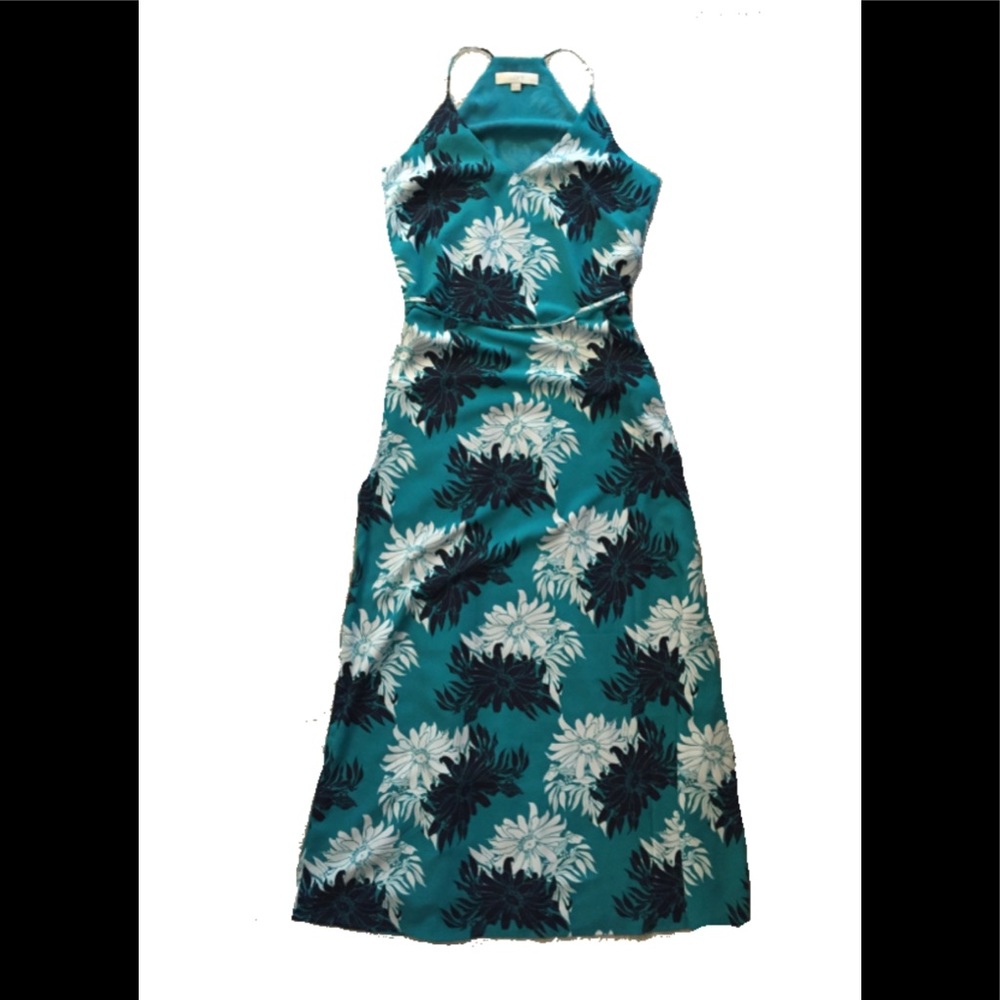 Loft Petite 10 teal floral maxi